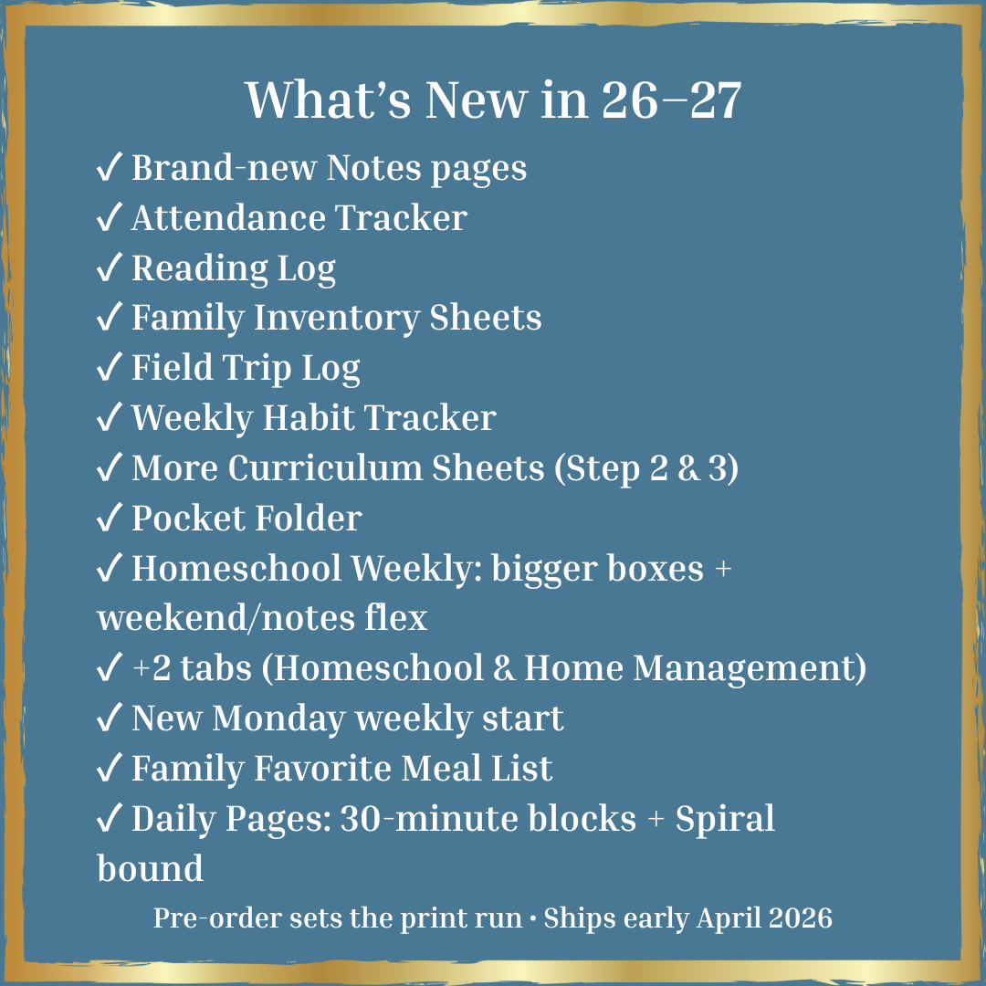 *Pre-Order* Home Management & Homeschool Planner Bundle — Blush Grace (Planner + Daily Pages) (2026–2027)
