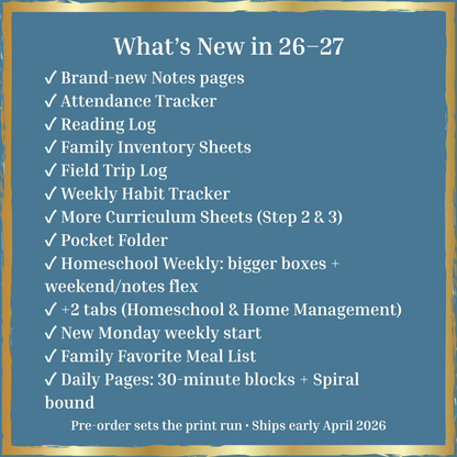 *Pre-Order* Home Management & Homeschool Planner Bundle — Blush Grace (Planner + Daily Pages) (2026–2027)