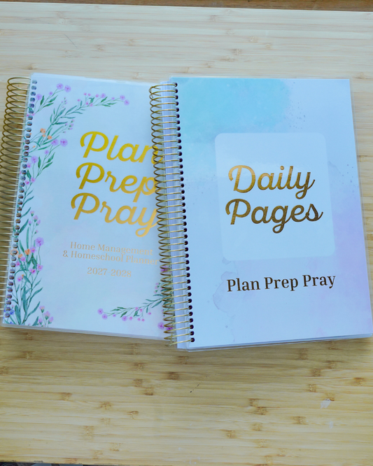 Plan Prep Pray Bundle — Garden Grace Dated Planner + Daily Pages Companion (July 2027–June 2028)