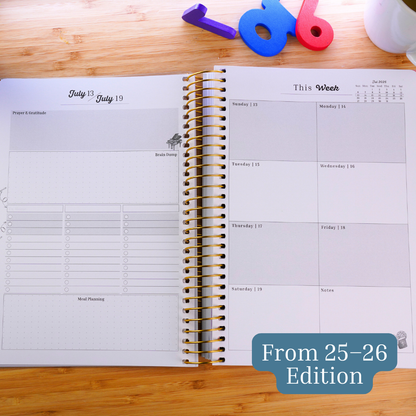 *Pre-Order* Home Management & Homeschool Planner Bundle — Blush Grace (Planner + Daily Pages) (2026–2027)